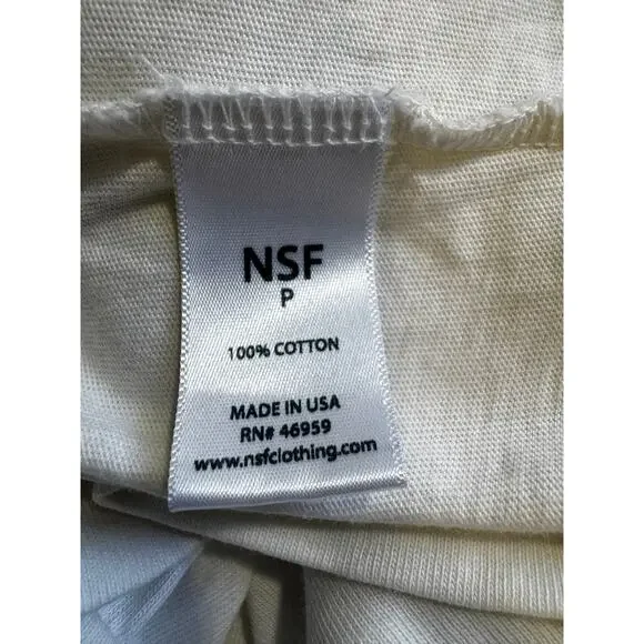 NSF White Cotton Button Front Top Relaxed Minimalist Made in USA Size Small - Picture 5 of 6